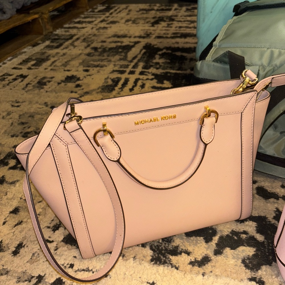 Michael Kors Pink Satchel with Gold Accents